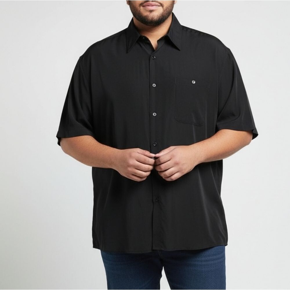 Oscar Misa Men's NWOT Black Short Sleeve Dress Shirt Size XL
